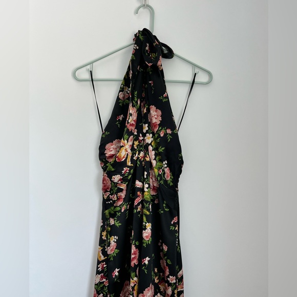 Reformation 4 Maddison Silk Halter Midi Dress Polina Black Floral - Picture 6 of 13